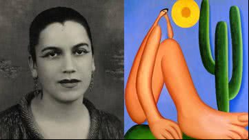 Tarsila do Amaral (à esqu.) e Abaporu, de 1928 (à dir.) - Acervo pessoal e Arquivo Nacional