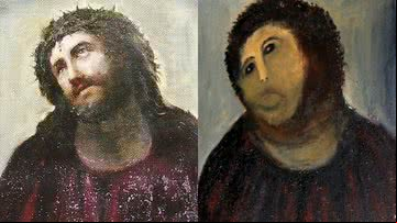 O antes e depois do Ecce Homo - Wikimedia Commons e Flickr