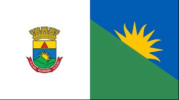 Atual bandeira de Belo Horizonte (à esquerda) e proposta de nova bandeira (à direita) - Divulgação