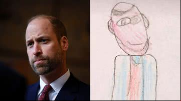 Príncipe William e sua caricatura feita por uma criança - Getty Images e Reprodução