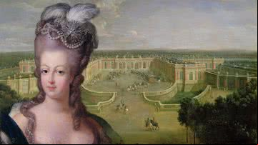 'Vista do Grand Trianon' do Palácio de Versalhes, por Pierre-Denis Martin, e retrato de Maria Antonieta - Getty Images / Domínio Público via Wikimedia Commons