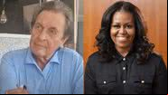 Errol Musk, pai de Elon (à esqu.) e Michelle Obama (à dir.) - Reprodução/vídeo e Getty Images