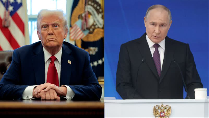 Donald Trump e Vladimir Putin, respectivamente - Getty Images