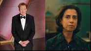 Conan O'Brien (à esqu.) e foto de Ainda Estou Aqui (à dir.) - Getty Images e Divulgação