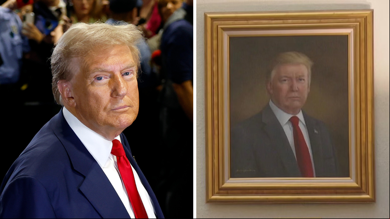 Donald Trump e seu retrato seu exposto no Capitólio do Colorado - Getty Images / Reprodução/Truth Social