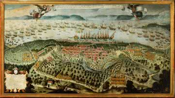 Pintura apresenta detalhes da Salvador de 1625 - Divulgação