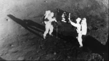 Neil Armstrong e Edwin Aldrin na Lua em 20 de julho de 1969 - Reprodução/NASA