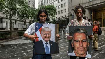 Donald Trump (em foto à esq.) é um dos citados no caso de Epstein (em foto à dir.) - Getty Images