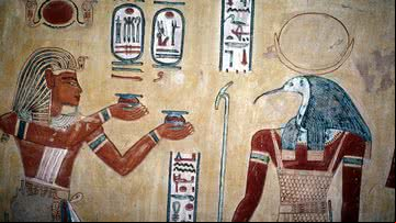 Pintura de Ramsés III diante de Thoth - Getty Images
