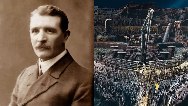 Murdoch e novas imagens do Titanic - Domínio Público e Reprodução/Youtube (@NatGeo)