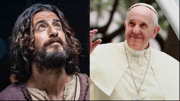 Jonathan Roumie como Jesus em 'The Chosen', e o papa Francisco - Divulgação / Getty Images