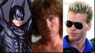 Val Kilmer em 'Batman Eternamente' (1995), 'The Doors - O Filme' (1991) e 'Top Gun - Ases Indomáveis' (1986) - Reprodução/Warner Bros. Pictures / Reprodução/Tri-Star Pictures / Reprodução/Paramount Pictures