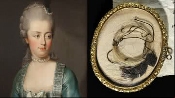 Medalhão contendo suposto fio de cabelo de Maria Antonieta - Getty Images; Divulgação/Osenat