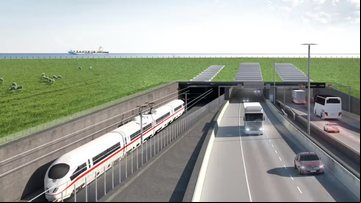Projeto que mostra como será o túnel que ligará a Alemanha e a Dinamarca - Reprodução/Femern