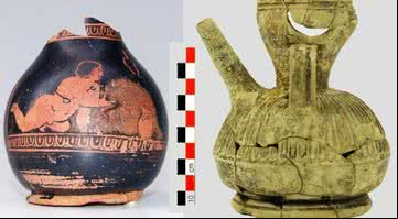 Vasos encontrados durante a construção da linha de metrô Atenas-Pireu, na Grécia - Divulgação/Ephorate of Antiquities of Pireeus and Islands
