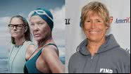 Imagem do filme 'Nyad' e a verdadeira nadadora Diana Nyad - Divulgação/Netflix / Getty Images