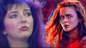 A cantora Kate Bush em montagem com a personagem 'Max' de Stranger Things - Divulgação / Youtube / Hanss1234 e Divulgação/Netflix