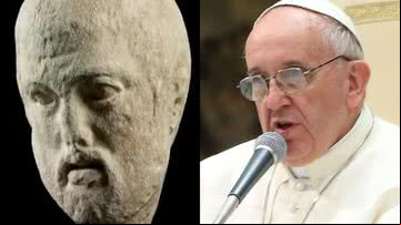 Uma das peças devolvidas (à esqu.) e o papa (à dir.) - Divulgação/Museu do Vaticano e Getty Images