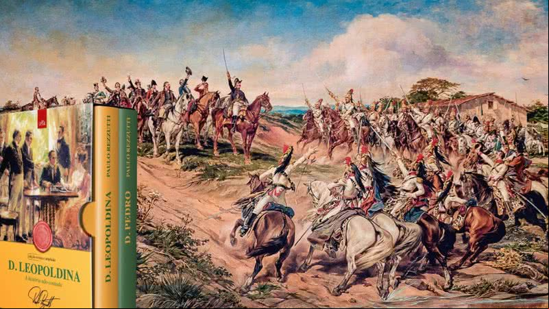 A capa do box e o quadro 'Independência ou Morte' (Pedro Américo) - Domínio Público e Divulgação/editora LeYa Brasil